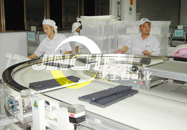 U形轉彎皮帶輸送機在輸送鍵盤